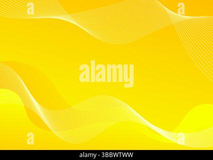 sfondo giallo astratto con linee ondulate Illustrazione Vettoriale