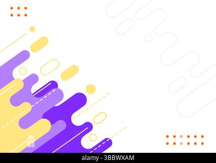 Sfondo geometrico astratto viola e giallo con forme di contorno. Design piatto. Illustrazione Vettoriale