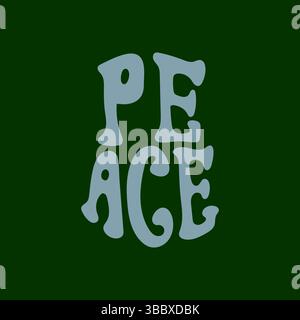 Tipografia retrò Groovy Peace in stile gotico psichedelico Illustrazione Vettoriale