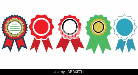 Quattro nastri premio in diversi colori che rappresentano il successo Illustrazione Vettoriale