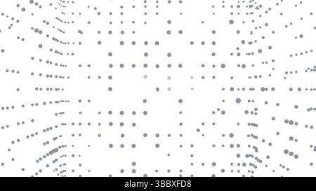 Spazio prospettico poligonale astratto. Punti collegati da linee. Onda astratta. Mesh minimalista. Illustrazione Vettoriale