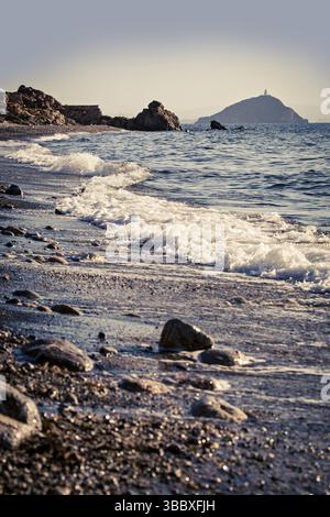 Spiaggia di Topinetti vicino a Rio Marina sull'Isola d'Elba, Italia, agosto 2011 Foto Stock