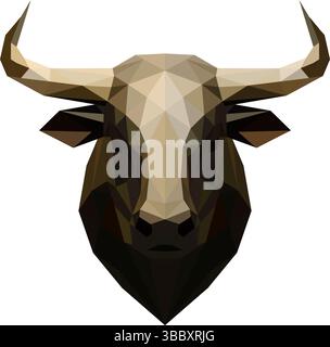 semplice testa poligonale di un'illustrazione toro Illustrazione Vettoriale