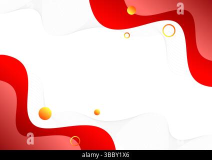 Sfondo rosso sfumato astratto con linee ondulate e cerchi. Illustrazione Vettoriale