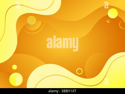 Sfondo astratto con elementi gialli e arancioni forma fluida Illustrazione Vettoriale