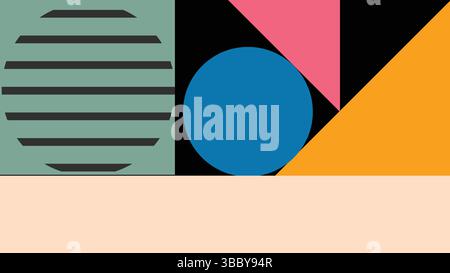 Forme geometriche astratte con cerchio striato Illustrazione Vettoriale