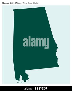 Alabama, Stati Uniti. Semplice mappa vettoriale. Stato forma. Stile solido. Confine dell'Alabama. Illustrazione vettoriale. Illustrazione Vettoriale