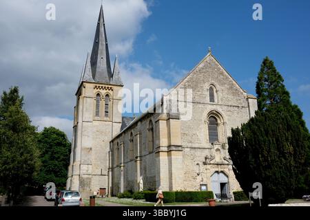 Chiesa di Eglise Saint Thomas Monumento Nazionale nel villaggio di Touques in Normandia, Calvados, Francia Foto Stock