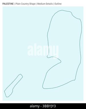 Mappa dei paesi pianeggianti della Palestina. Dettagli medi. Stile contorno. Forma della Palestina. Illustrazione vettoriale. Illustrazione Vettoriale