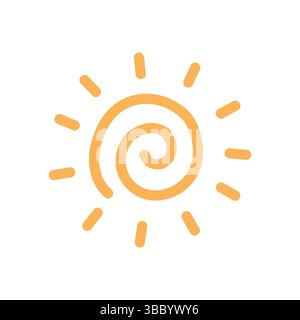 Illustrazione estiva disegnata a mano con l'icona del sole a spirale Illustrazione Vettoriale