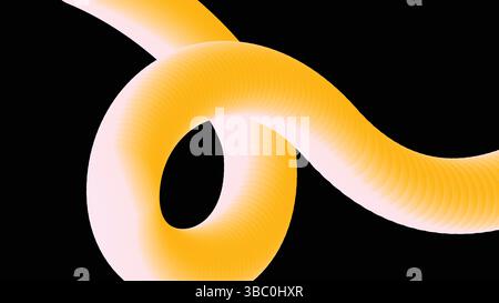 Linea 3D gialla ritorto su sfondo nero Illustrazione Vettoriale
