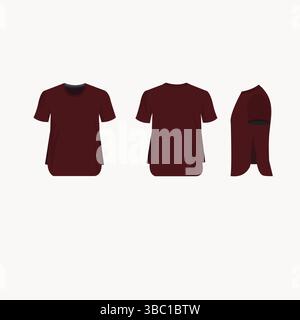 Modello di disegno tecnico di moda Uneven Shirt. T-shirt unisex illustrazione tecnica moda, girocollo, manica lunga, frontale, vista posteriore, bianco, menta Illustrazione Vettoriale