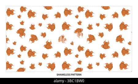 Simpatico motivo senza cuciture di tacchino arrosto al cartoni animati per il Ringraziamento e per il cibo Illustrazione Vettoriale