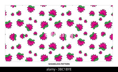 Allegro motivo floreale astratto senza cuciture rosa e verde Illustrazione Vettoriale