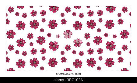 Motivo Pretty Pink and Grey Flower Seamless per motivi femminili e floreali Illustrazione Vettoriale