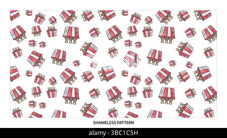 Cartoon Bucket of Ribs Seamless Pattern for BBQ and Food Themes Illustrazione Vettoriale