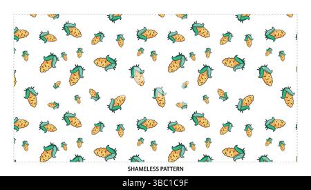 Carino motivo senza cuciture di ananas Cartoon per frutta tropicale e disegni estivi Illustrazione Vettoriale