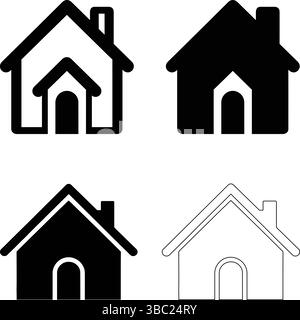 semplice icona della casa con stili di contorno e riempiti Illustrazione Vettoriale