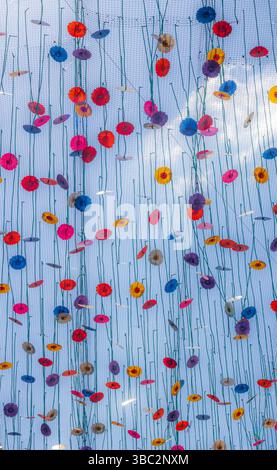 Opere d'arte floreali Sky Garden Green Street Cambridge Foto Stock