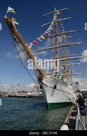 Tall Ship Cuauhtemoc ormeggiato a Liverpool prima di Tall Ships Race Foto Stock