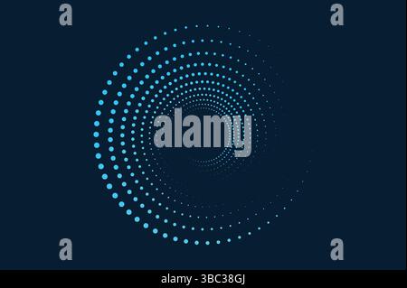 cerchio punti mezzitoni rotondi fotogrammi punteggiati. Elemento di design per cornice, logo, pagine Web, stampe, poster, modello. Illustrazione Vettoriale