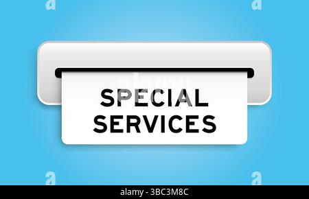 Banner coupon bianco con servizi speciali della macchina su sfondo blu Illustrazione Vettoriale