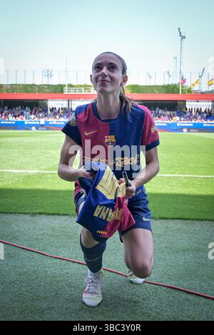 Sant Joan Despi, Spagna. 18 maggio 2025. Aitana Bonmati (FC Barcelona) gesta durante una partita di Liga F tra FC Barcelona FEM e Athletic Club FEM all'Estadi Johan Cruyff a Sant Joan Despi, Barcellona, Spagna, il 18 maggio 2025. Foto di Felipe Mondino/Sipa USA credito: SIPA USA/Alamy Live News Foto Stock