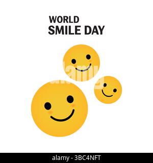 Poster della giornata mondiale del sorriso – Happy Emoji Faces per positività e gentilezza Illustrazione Vettoriale