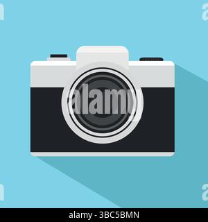 Fotocamera digitale mirrorless o DLSR con obiettivo, elemento di design per poster della fotocamera Illustrazione Vettoriale