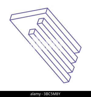 Forme di illusione. logo geometria 3d. Figure di illusione ottica. Geometria sacra. Illustrazione Vettoriale