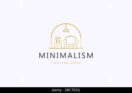 Design minimalista con logo per interni Business. Arredi per la casa minimalisti. Illustrazione Vettoriale