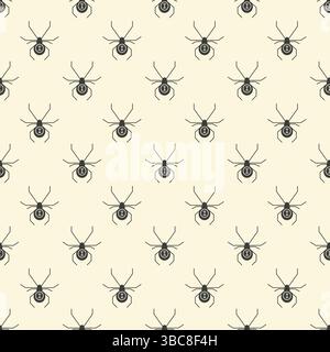 Sfondo minimo di Halloween con ragni. Motivo senza cuciture Illustrazione Vettoriale