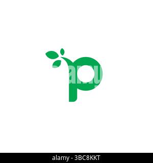 Logo Letter P Leaf Nature Illustrazione Vettoriale