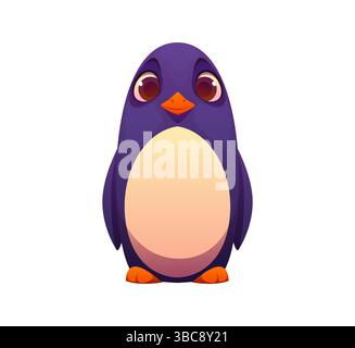 Lettera i bambini alfabeto animale come un simpatico personaggio di pinguino. Simbolo del vettore dei cartoni animati abc per l'educazione dei bambini, divertente carattere della mascotte dello zoo, carattere inglese dei bambini, tipo di lettera come un adorabile uccello artico Illustrazione Vettoriale