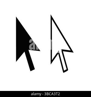 Icone del cursore nero e contorno del mouse isolate su sfondo bianco Illustrazione Vettoriale