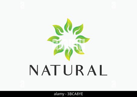 Natural Leaf concetto semplice per Business Beauty, Salon e Spa. Illustrazione Vettoriale
