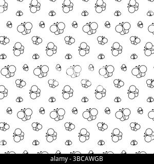 Modello a farfalla senza cuciture. Uno sfondo carino e ripetitivo con farfalle disegnate a mano. Illustrazione della linea grafica vettoriale. Design in bianco e nero per pac Illustrazione Vettoriale