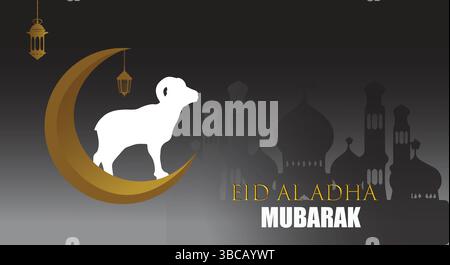 EID al Adha Mubarak informazioni generali sui saluti modello Eid al Adha. Modello EID al Adha Mubarak. Illustrazione per biglietti d'auguri, poster e striscioni. luna Illustrazione Vettoriale
