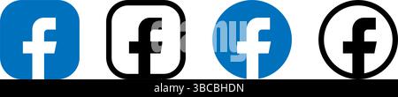 Set di logo icona Facebook Illustrazione Vettoriale