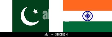 Icone di bandiera India e Pakistan Illustrazione Vettoriale