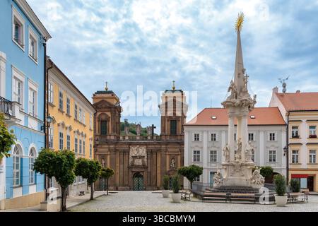 L'antico centro cittadino di Mikulov nella Moravia meridionale, Repubblica Ceca, Europa Foto Stock