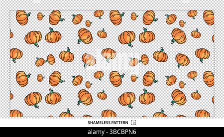 Motivo di zucca autunnale senza cuciture per tessuto di carta da album e sfondi digitali Illustrazione Vettoriale