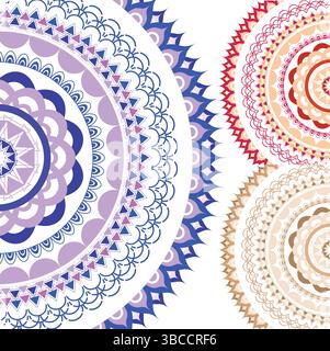 Gli eleganti disegni floreali, mandala e motivi decorativi decorano il design digitale con un elegante motivo floreale e un elemento decorativo intricato Illustrazione Vettoriale