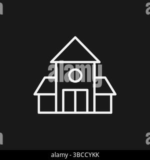 Icona edificio scolastico minimalista Vector Simple Outline Illustration of Educational Institution Graphic Illustrazione Vettoriale