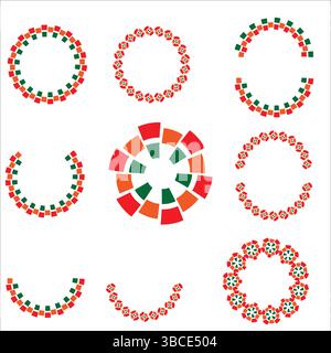 Collezione di cornici a cerchio in stile etnico colorato Illustrazione Vettoriale