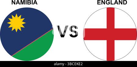 Namibia vs England Cricket Match Vector – illustrazione di bandiere e simboli nazionali modificabili su sfondo bianco Illustrazione Vettoriale