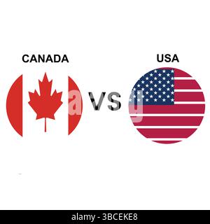 USA vs Canada National Symbols Vector – iconica illustrazione della rivale dei paesi vicini Illustrazione Vettoriale