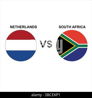 Vettoriale di partite di cricket tra Paesi Bassi e Sudafrica - illustrazione di bandiere e simboli nazionali modificabili su sfondo bianco Illustrazione Vettoriale