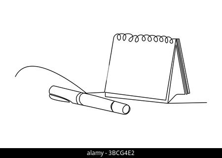 Disegno grafico continuo su una linea dell'icona vettoriale del calendario della tabella Illustrazione Vettoriale