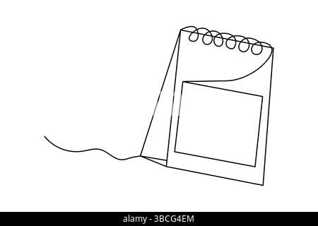 Disegno grafico continuo su una linea dell'icona vettoriale del calendario della tabella Illustrazione Vettoriale